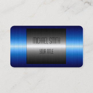 Blue and Silver Stainless Steel Metal Business Card