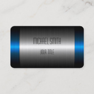 Blue and Silver Stainless Steel Metal Business Card