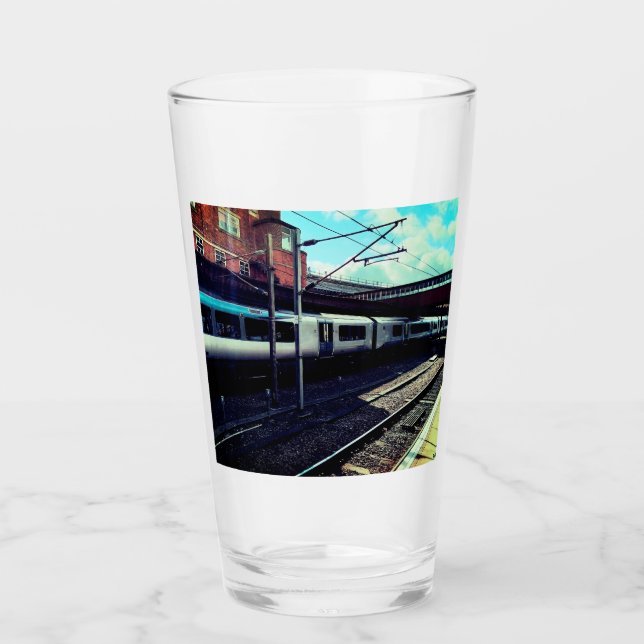 Blue and silver train glass (Front)