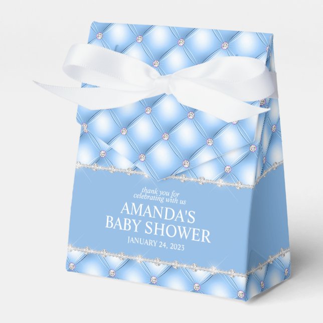 Blue and Silver Tufted Glamour Favour Box (Front Side)