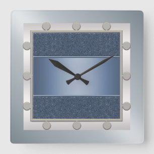 Blue and Silver Wall Clock
