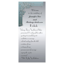 Blue and Silver Wedding Program Rack Card