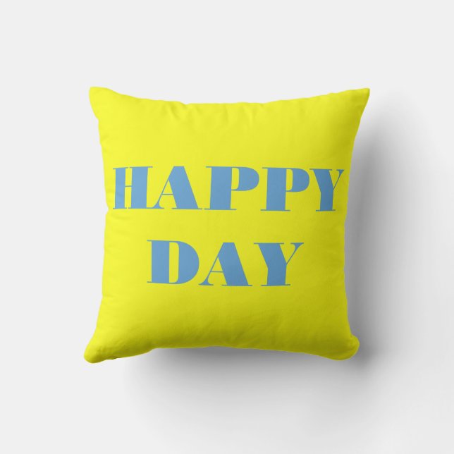 Blue And sunflower yellow Happy Day Cushion (Back)