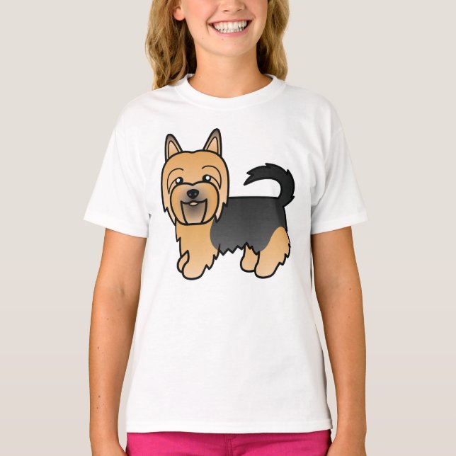 Blue And Tan Australian Terrier Cute Cartoon Dog T-Shirt (Front)