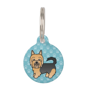 Blue And Tan Australian Terrier Dog On Blue Pet Tag