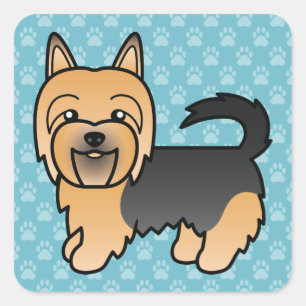 Blue And Tan Australian Terrier Dog On Blue Square Sticker
