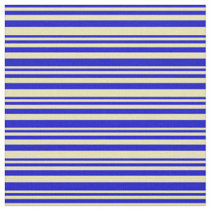 Blue and Tan Coloured Stripes/Lines Pattern Fabric