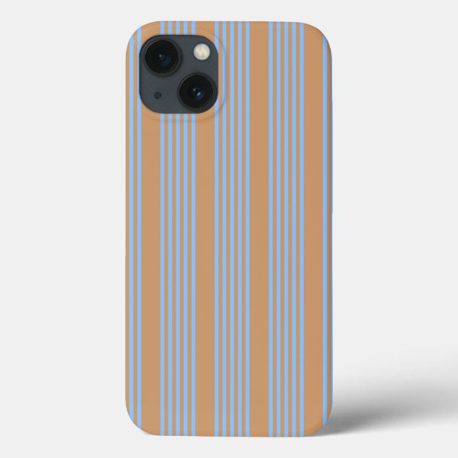 Blue and tan five stripe pattern Case-Mate iPhone case (Back)