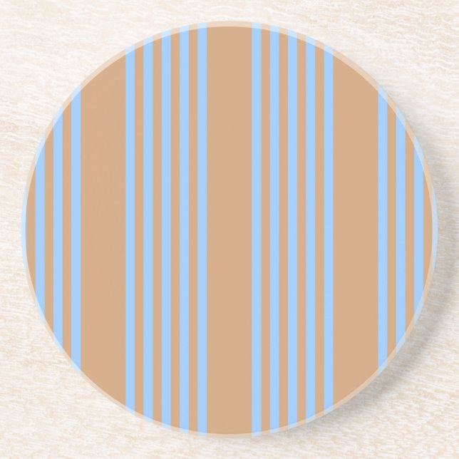 Blue and tan five stripe pattern coaster (Front)