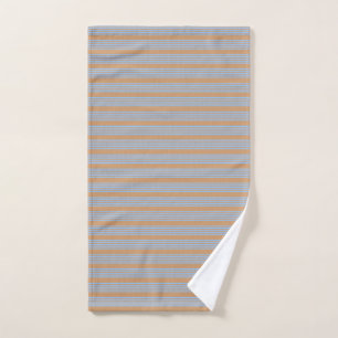 Blue and tan five stripe pattern hand towel