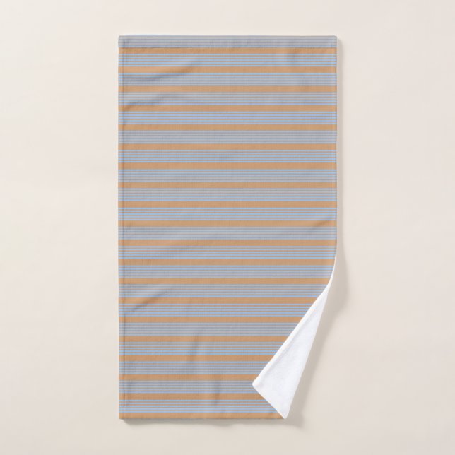Blue and tan five stripe pattern hand towel (Hand Towel)