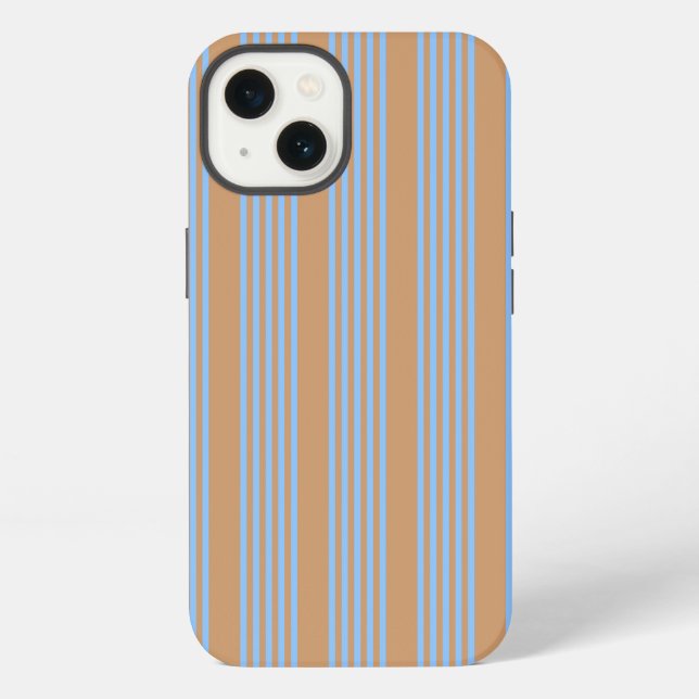 Blue and tan five stripe pattern iPhone case (Back)