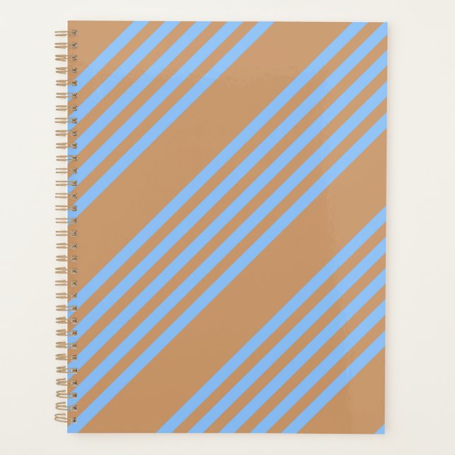 Blue and tan five stripe pattern planner (Front)