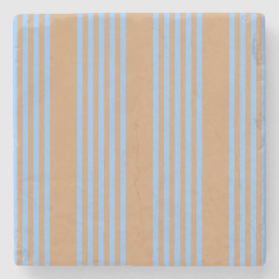 Blue and tan five stripe pattern stone coaster