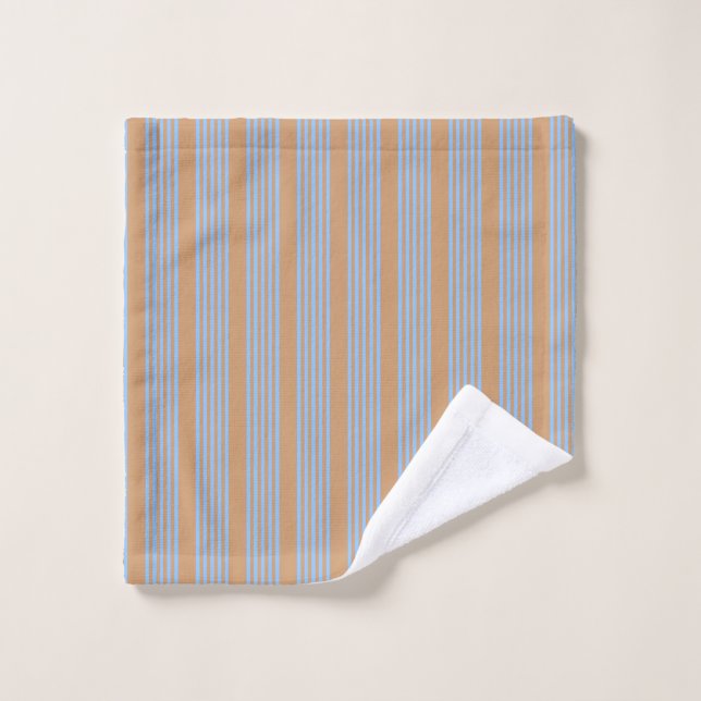 Blue and tan five stripe pattern wash cloth (Wash Cloth)
