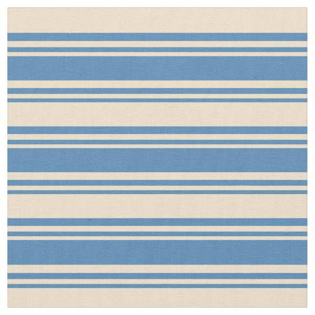 Blue and Tan Lines/Stripes Pattern Fabric (Close Up)
