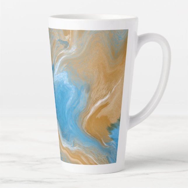 Blue and Tan Marble like Art / Beach Colours Mug (Right)