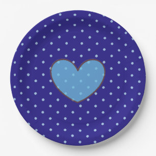 Blue and Tan Polka Dotted Party Plate
