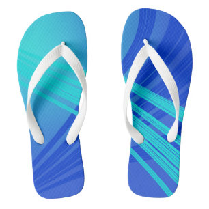 Blue and Teal Abstract Lines  Thongs