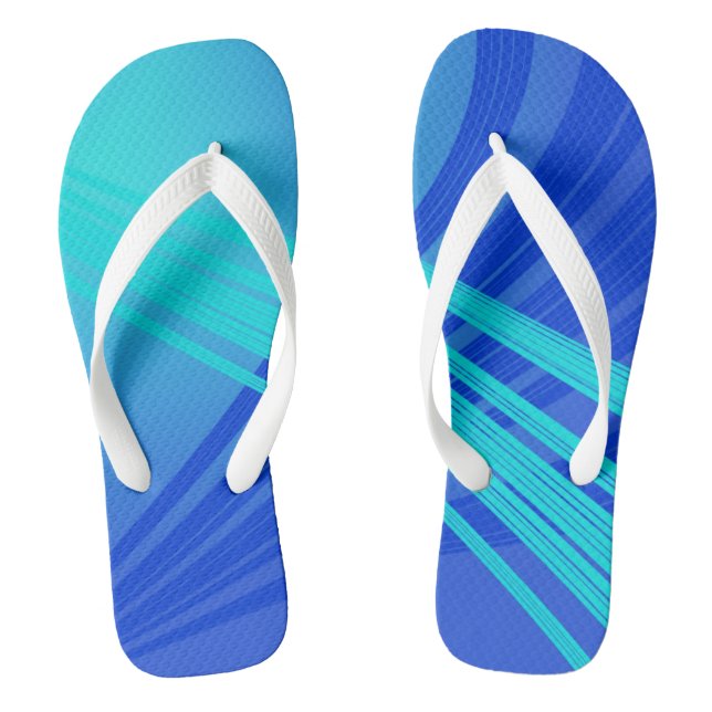 Blue and Teal Abstract Lines  Thongs (Footbed)