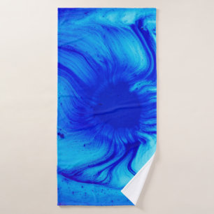 Blue and teal abstract painting bath towel
