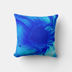 Blue and teal abstract painting cushion