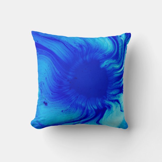 Blue and teal abstract painting cushion (Front)