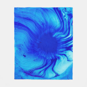 Blue and teal abstract painting fleece blanket