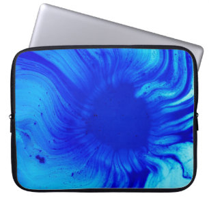 Blue and teal abstract painting laptop sleeve