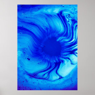 Blue and teal abstract painting poster