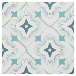 Blue and Teal Geometric Repeating Pattern Fabric