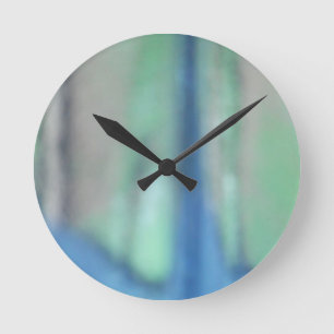 Blue and teal green sea glass round clock