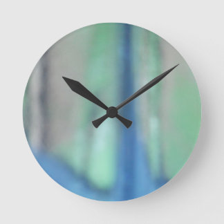 Blue and teal green sea glass round clock