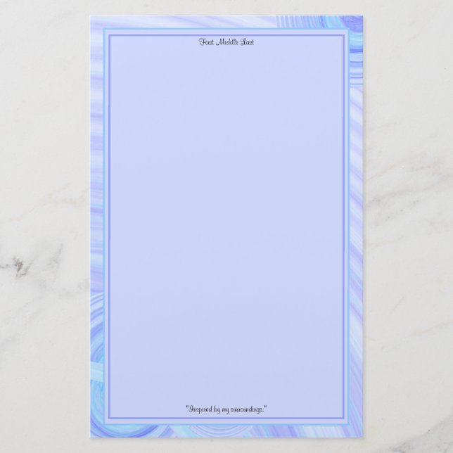 Blue and Teal Line Borders Personalised Stationery (Front)