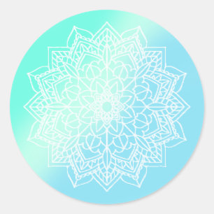 Blue and Teal Mandala Classic Round Sticker