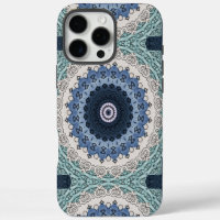 Blue and Teal Mandala with Geometric Symmetry