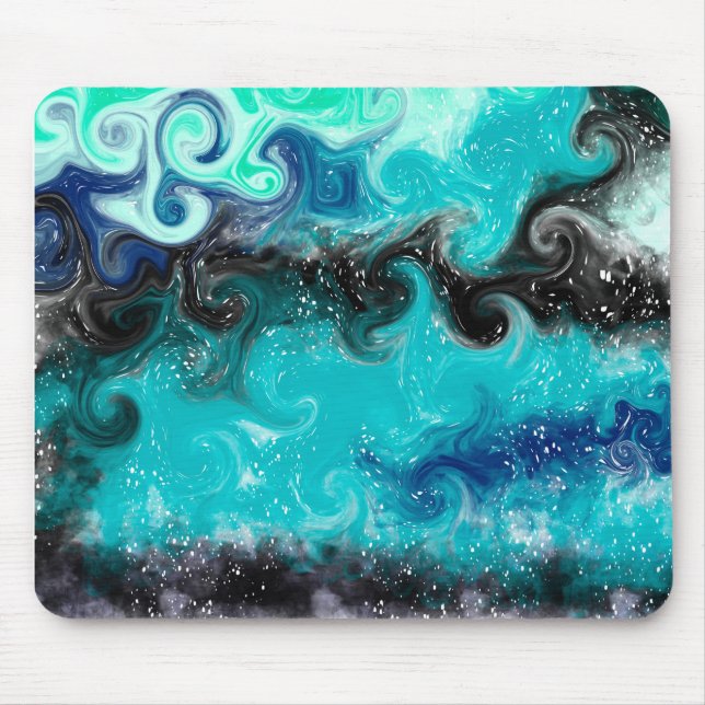 Blue and Teal Ocean Waves Sandy Beach  Mouse Pad (Front)
