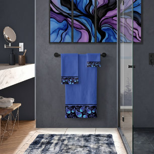 Blue and teal paisley bath towel set