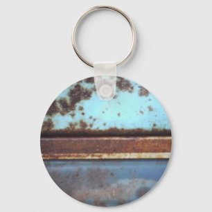 Blue and teal rusty truck close-up key ring