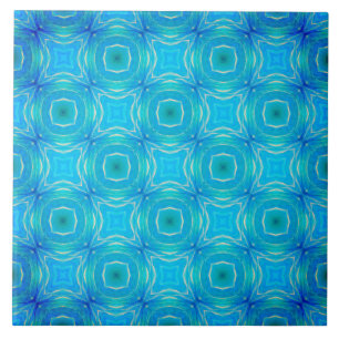 Blue and Teal Tidal Pools Pattern Ceramic Tile