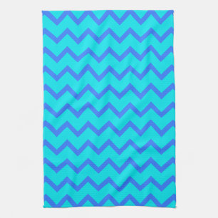 Blue and Teal Zigzag Pattern. Tea Towel