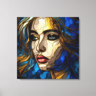 Blue And The Golden Elegance - AI on The Rise Canvas Print
