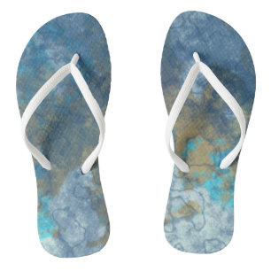 Blue and Turquoise Abstract Thongs