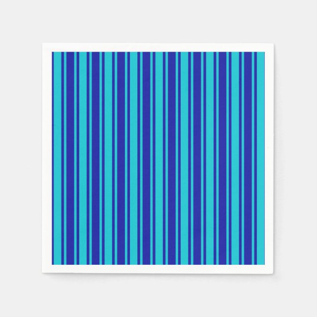 Blue and turquoise candy stripes napkin (Front)