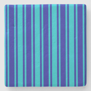 Blue and turquoise candy stripes stone coaster