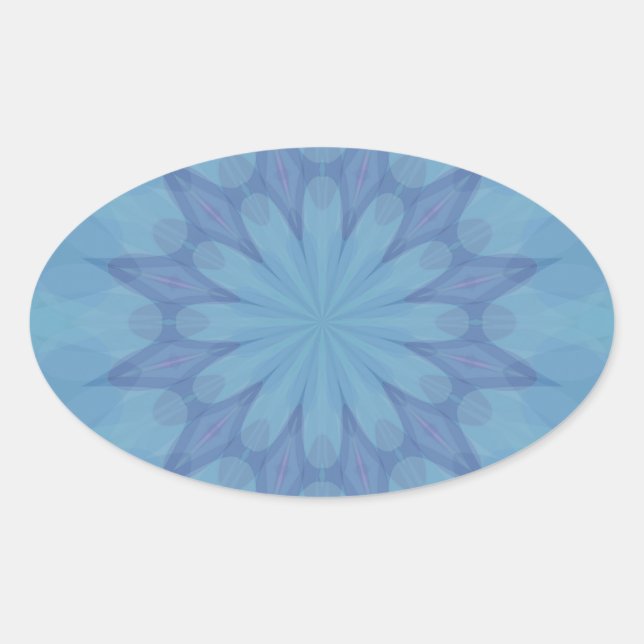 Blue and Turquoise Pattern 3 Oval Sticker (Front)