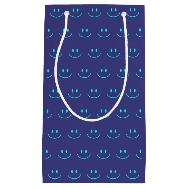 Blue and Turquoise Smile Pattern Gift Bag (Front)