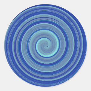 Blue and turquoise spiral classic round sticker