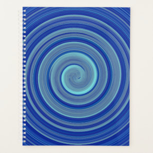 Blue and turquoise spiral planner