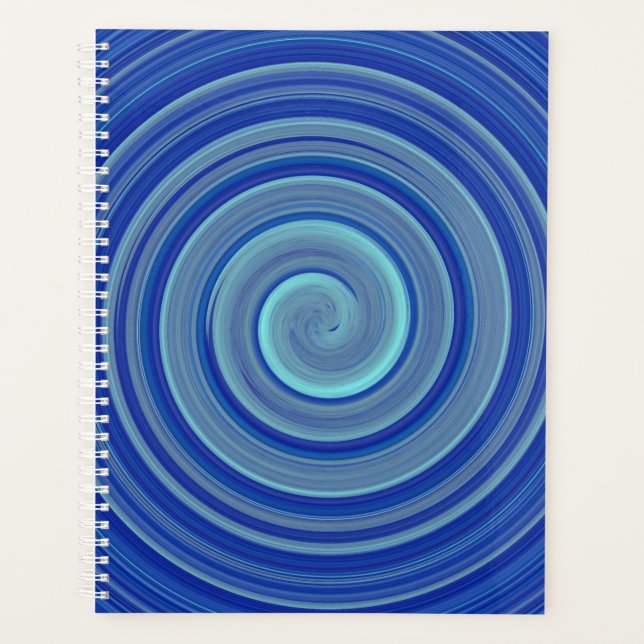 Blue and turquoise spiral planner (Front)